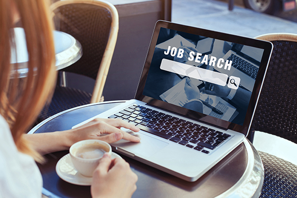 Laptop displaying job search page